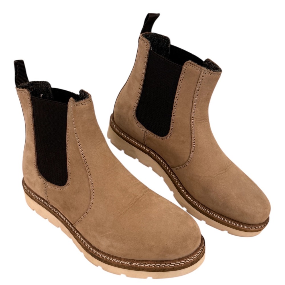 Alpine Design Womens Tan Nubuck Leather Chelsea Boots Ortholite Lug Sole 6.5